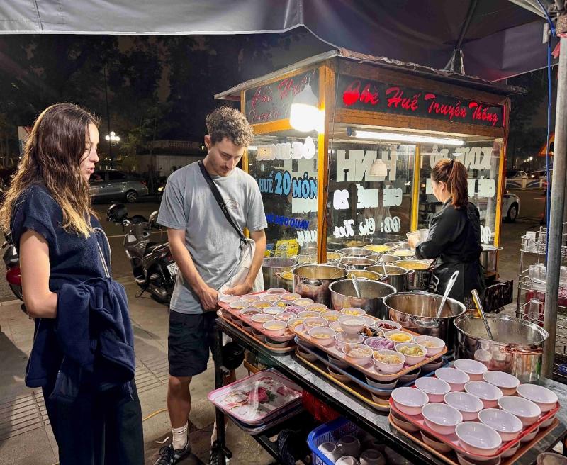 A vibrant spread of traditional Hue royal cuisine dishes.